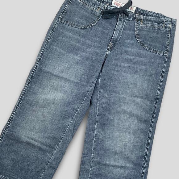 MOSSIMO SUPPLY CO VINTAGE Y2K LOW RISE FLAT POCKET CROP BLUE JEANS SIZE 13 - Picture 3 of 7